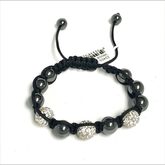 White Swarovski Hematite Shamballa Bracelet - Picture 3 of 3